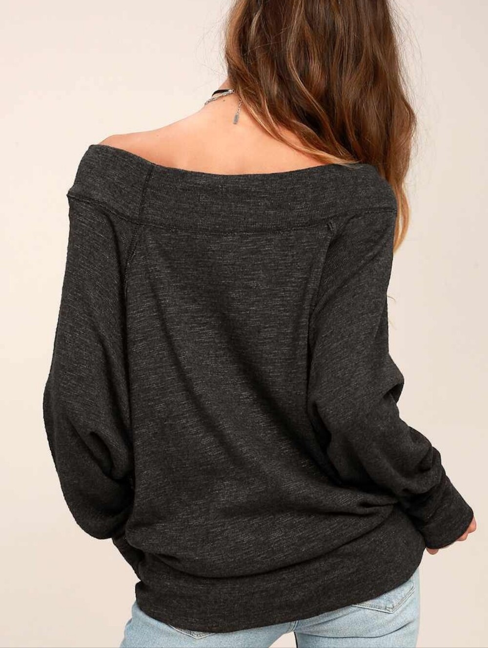 Free People Palisades Washed Black Off-the-Shoulder Sweater Top Y2K XS - Picture 2 of 13